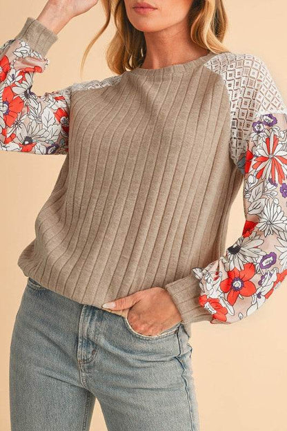 ribbed lace patch floral sweatshirt - Shop Style & More | Fresh Looks, Everyday Deals & Free Shipping