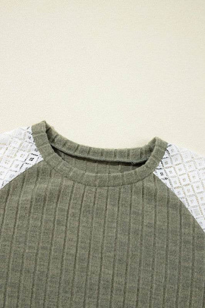 ribbed lace patch floral sweatshirt - Shop Style & More | Fresh Looks, Everyday Deals & Free Shipping