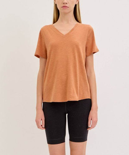 BAMBOO COTTON SLUB V NECK SHORT SLEEVE - Shop Style & More | Fresh Looks, Everyday Deals & Free Shipping