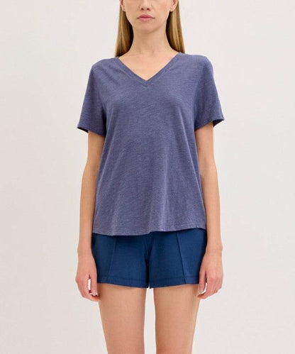 BAMBOO COTTON SLUB V NECK SHORT SLEEVE - Shop Style & More | Fresh Looks, Everyday Deals & Free Shipping