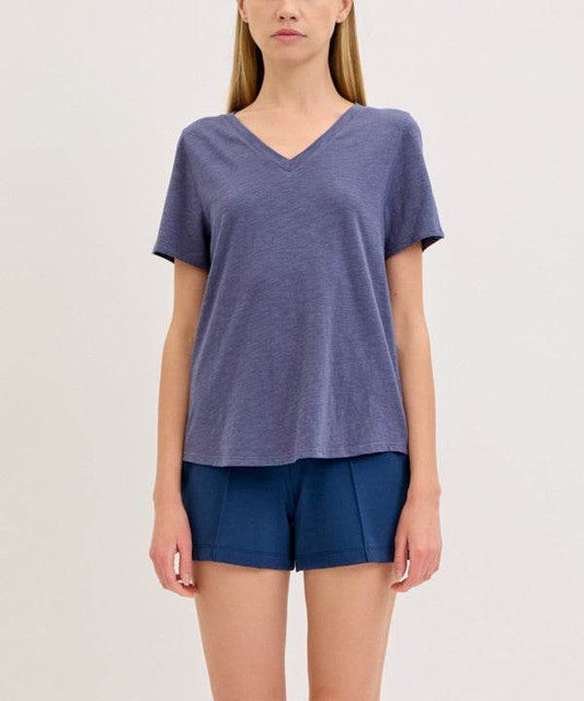 BAMBOO COTTON SLUB V NECK SHORT SLEEVE - Shop Style & More | Fresh Looks, Everyday Deals & Free Shipping