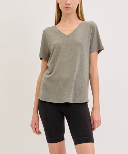 BAMBOO COTTON SLUB V NECK SHORT SLEEVE - Shop Style & More | Fresh Looks, Everyday Deals & Free Shipping