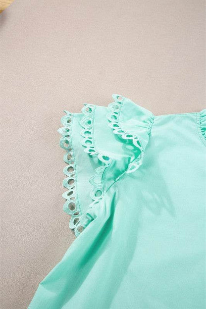 cotton mint ruffle layered blouse - Shop Style & More | Fresh Looks, Everyday Deals & Free Shipping