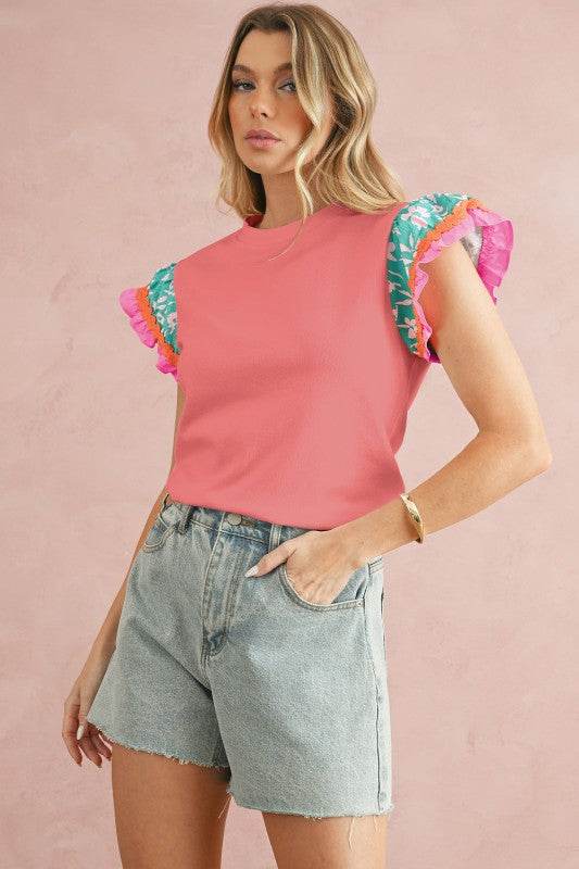 cotton peach ruffle layered top - Shop Style & More | Fresh Looks, Everyday Deals & Free Shipping