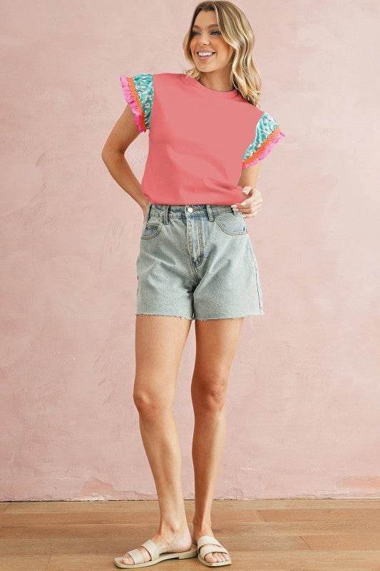 cotton peach ruffle layered top - Shop Style & More | Fresh Looks, Everyday Deals & Free Shipping