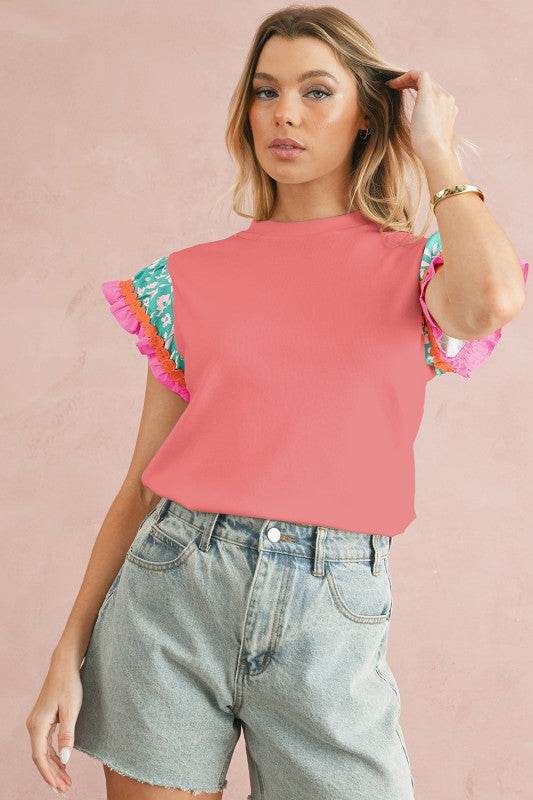 cotton peach ruffle layered top - Shop Style & More | Fresh Looks, Everyday Deals & Free Shipping