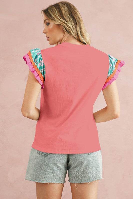 cotton peach ruffle layered top - Shop Style & More | Fresh Looks, Everyday Deals & Free Shipping