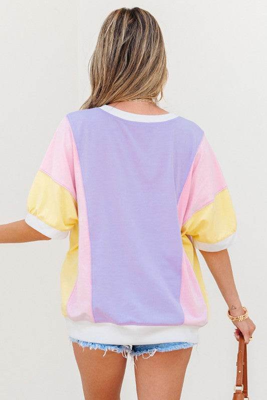 Color Block Patchwork Half Sleeve T Shirt - Shop Style & More | Fresh Looks, Everyday Deals & Free Shipping