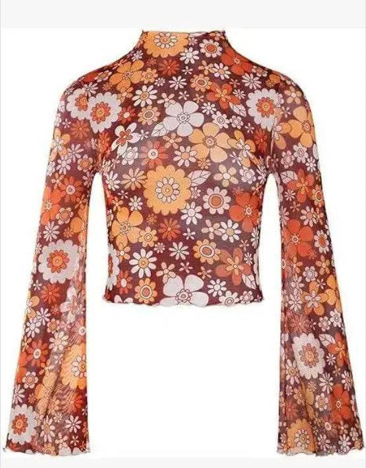 Mesh cropped printed top - Shop Style & More | Fresh Looks, Everyday Deals & Free Shipping