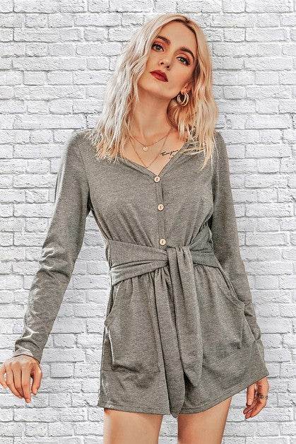 Button Down V Neck Solid Romper - Shop Style & More | Fresh Looks, Everyday Deals & Free Shipping