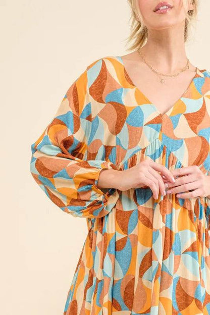 And The Why Printed Open Back Puff Sleeve Casual Dress - Shop Style & More | Fresh Looks, Everyday Deals & Free Shipping