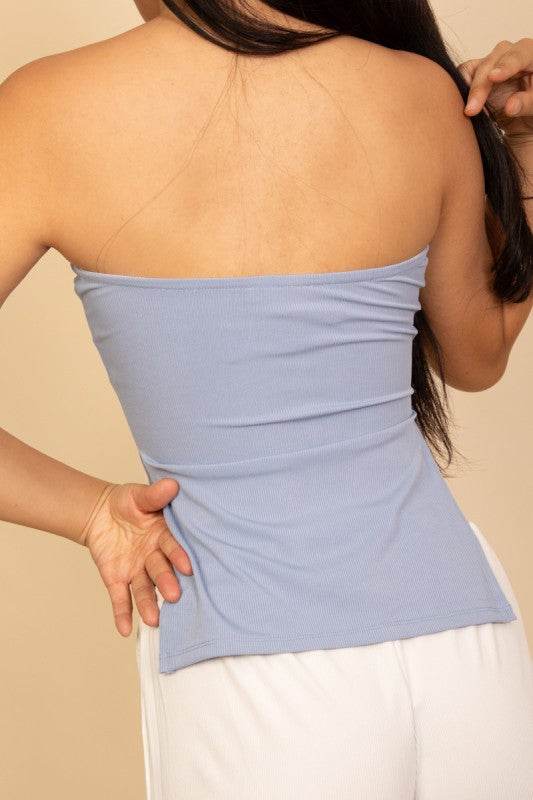 Strapless Ribbed Side-Slit Flare Top - Shop Style & More | Fresh Looks, Everyday Deals & Free Shipping