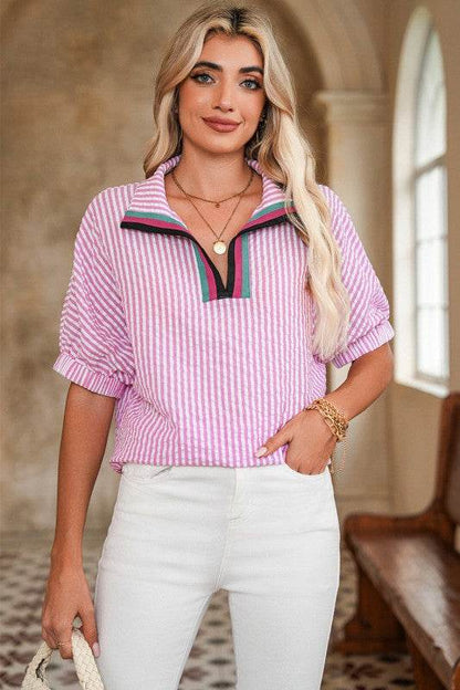 Cotton Blue Stripe Dolman blouse - Shop Style & More | Fresh Looks, Everyday Deals & Free Shipping