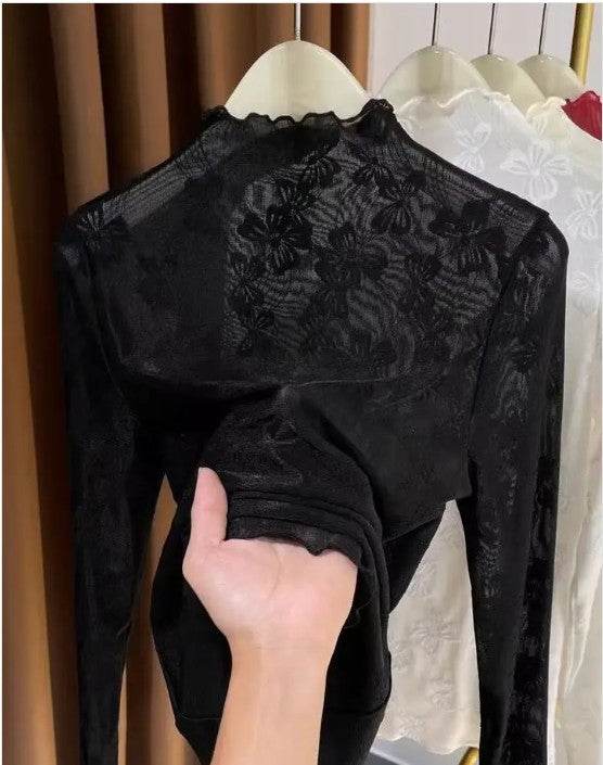 Mesh bow printed long sleeve top - Shop Style & More | Fresh Looks, Everyday Deals & Free Shipping