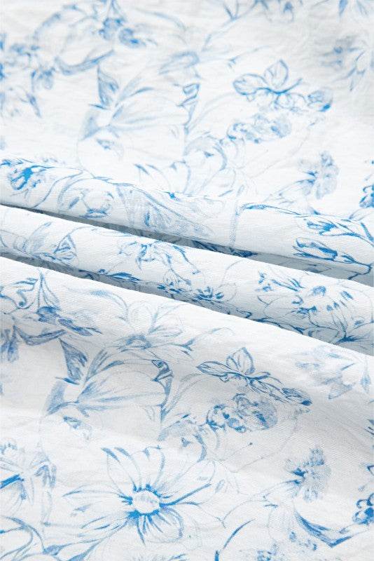 Ribbon Back Blue Floral Viscose Blouse - Shop Style & More | Fresh Looks, Everyday Deals & Free Shipping