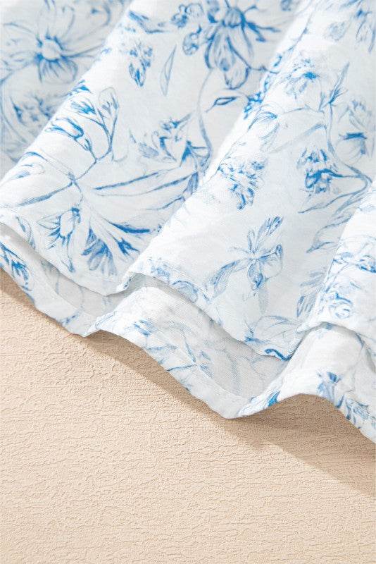 Ribbon Back Blue Floral Viscose Blouse - Shop Style & More | Fresh Looks, Everyday Deals & Free Shipping