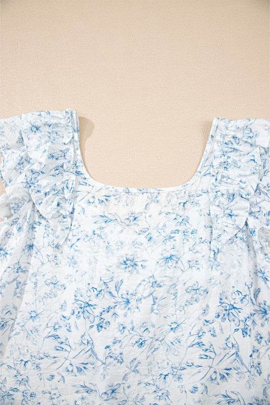 Ribbon Back Blue Floral Viscose Blouse - Shop Style & More | Fresh Looks, Everyday Deals & Free Shipping