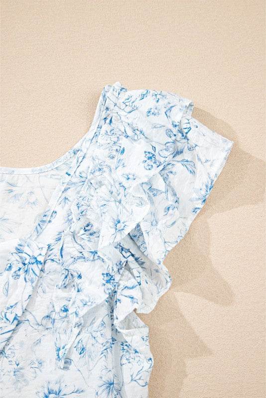Ribbon Back Blue Floral Viscose Blouse - Shop Style & More | Fresh Looks, Everyday Deals & Free Shipping