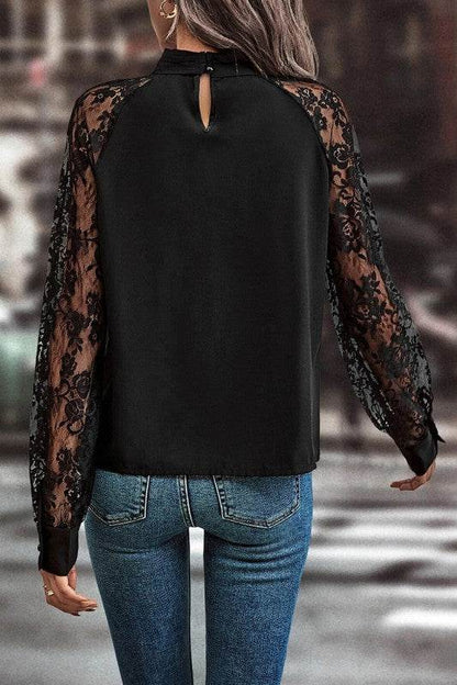 Keyhole Neckline Floral Lace Raglan Sleeve Blouse - Shop Style & More | Fresh Looks, Everyday Deals & Free Shipping