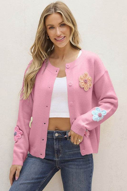 Cute Knitted Floral Pattern Button Up Cardigan - Shop Style & More | Fresh Looks, Everyday Deals & Free Shipping