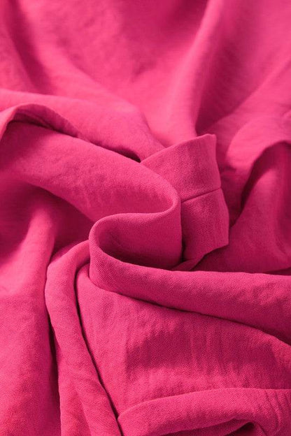 Solid Color Shirred Cuff Notch V Neck Blouse - Shop Style & More | Fresh Looks, Everyday Deals & Free Shipping