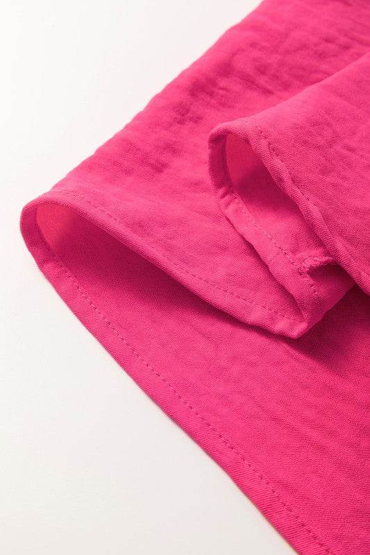 Solid Color Shirred Cuff Notch V Neck Blouse - Shop Style & More | Fresh Looks, Everyday Deals & Free Shipping