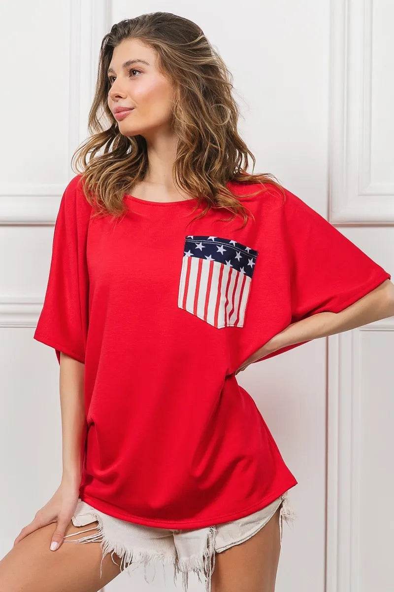 BiBi French Terry With Front Pocket Dolman Sleeves Top - Shop Style & More | Fresh Looks, Everyday Deals & Free Shipping
