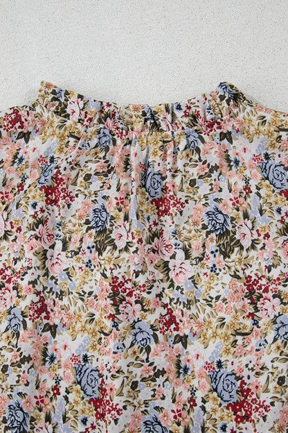 Red Boho Floral Frilled Button Neck Ruffle Blouse - Shop Style & More | Fresh Looks, Everyday Deals & Free Shipping