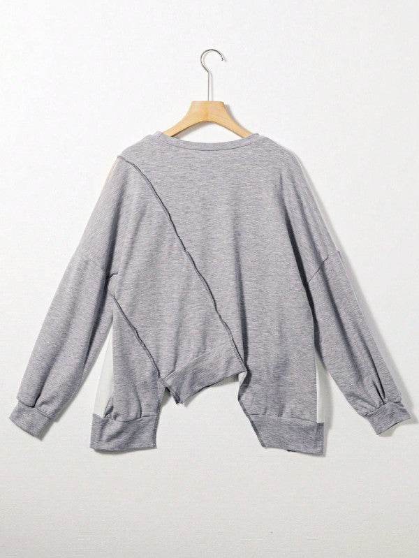 Cotton Stitching Irregular Hem Block Pullover - Shop Style & More | Fresh Looks, Everyday Deals & Free Shipping