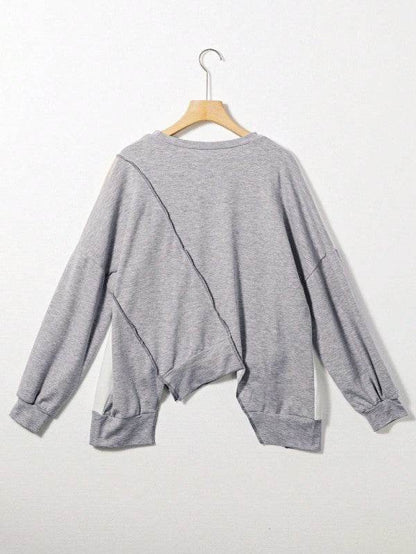 Cotton Stitching Irregular Hem Block Pullover - Shop Style & More | Fresh Looks, Everyday Deals & Free Shipping