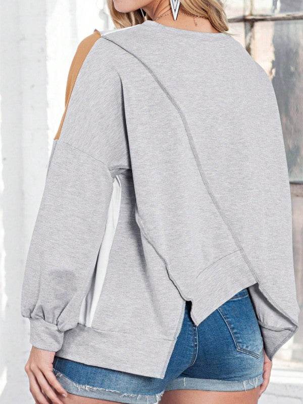 Cotton Stitching Irregular Hem Block Pullover - Shop Style & More | Fresh Looks, Everyday Deals & Free Shipping
