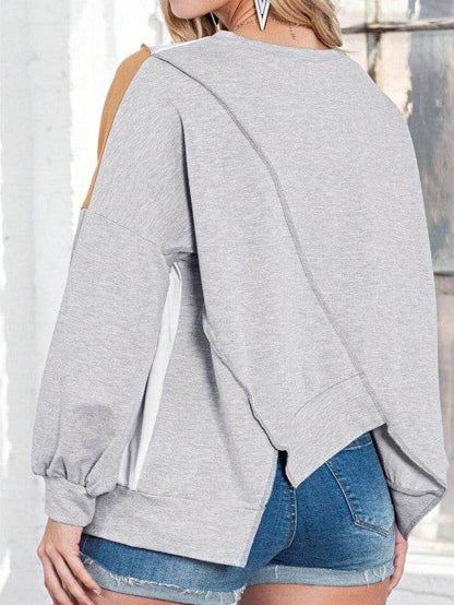 Cotton Stitching Irregular Hem Block Pullover - Shop Style & More | Fresh Looks, Everyday Deals & Free Shipping