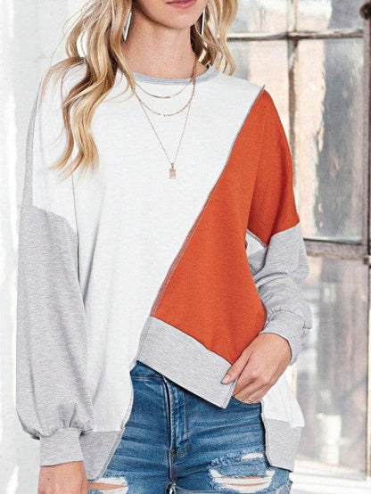 Cotton Stitching Irregular Hem Block Pullover - Shop Style & More | Fresh Looks, Everyday Deals & Free Shipping