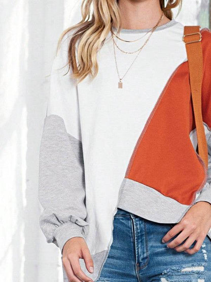 Cotton Stitching Irregular Hem Block Pullover - Shop Style & More | Fresh Looks, Everyday Deals & Free Shipping