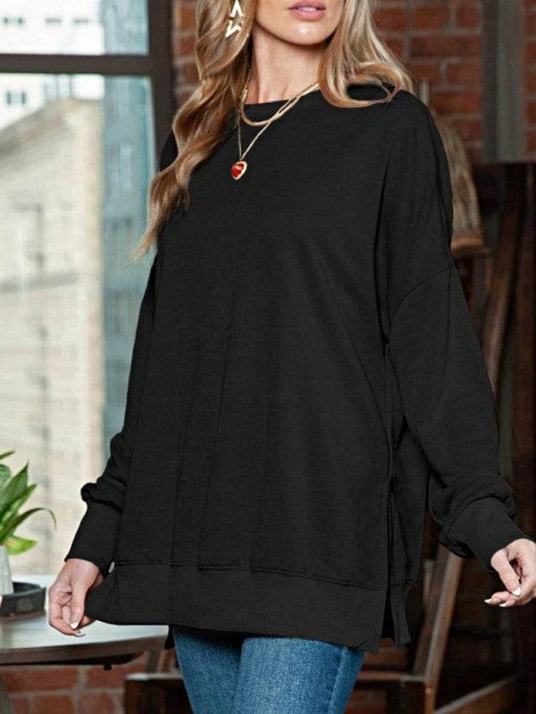 Cotton Acid Mineral Drop Shoulder Relax Sweatshirt - Shop Style & More | Fresh Looks, Everyday Deals & Free Shipping