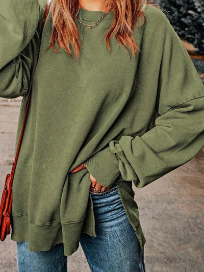 Cotton Acid Mineral Drop Shoulder Relax Sweatshirt - Shop Style & More | Fresh Looks, Everyday Deals & Free Shipping