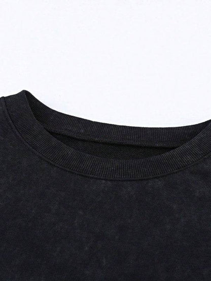 Cotton Acid Mineral Drop Shoulder Relax Sweatshirt - Shop Style & More | Fresh Looks, Everyday Deals & Free Shipping