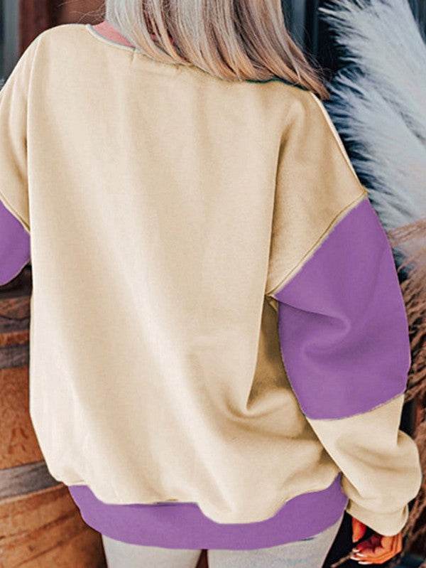 Cotton Colorblock Drop Shoulder Sweatshirt - Shop Style & More | Fresh Looks, Everyday Deals & Free Shipping