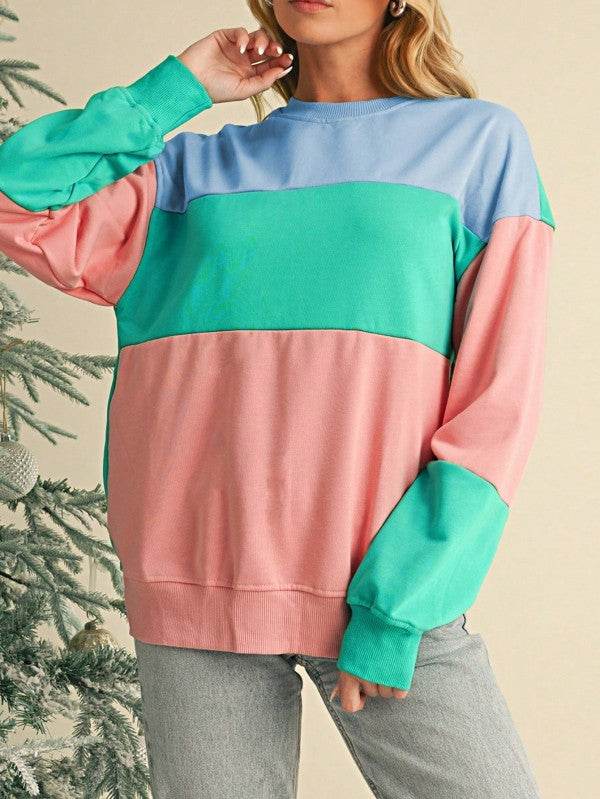Cotton Colorblock Drop Shoulder Sweatshirt - Shop Style & More | Fresh Looks, Everyday Deals & Free Shipping