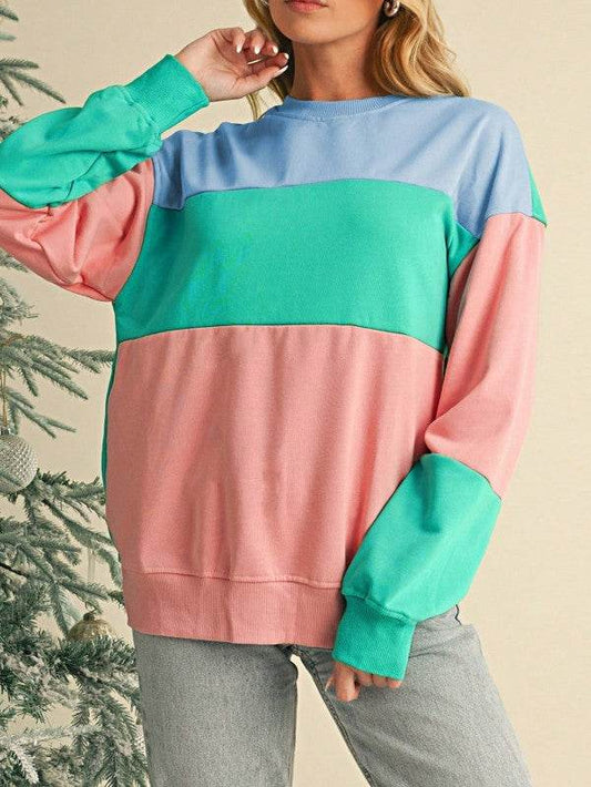 Cotton Colorblock Drop Shoulder Sweatshirt - Shop Style & More | Fresh Looks, Everyday Deals & Free Shipping