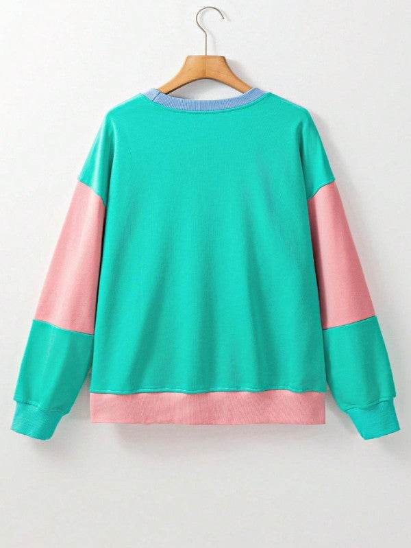 Cotton Colorblock Drop Shoulder Sweatshirt - Shop Style & More | Fresh Looks, Everyday Deals & Free Shipping