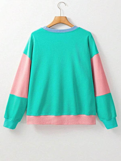 Cotton Colorblock Drop Shoulder Sweatshirt - Shop Style & More | Fresh Looks, Everyday Deals & Free Shipping