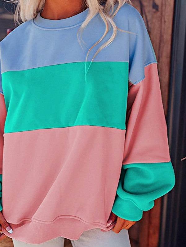 Cotton Colorblock Drop Shoulder Sweatshirt - Shop Style & More | Fresh Looks, Everyday Deals & Free Shipping
