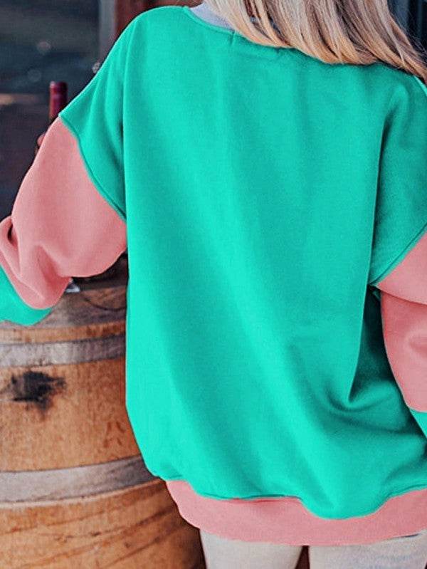 Cotton Colorblock Drop Shoulder Sweatshirt - Shop Style & More | Fresh Looks, Everyday Deals & Free Shipping