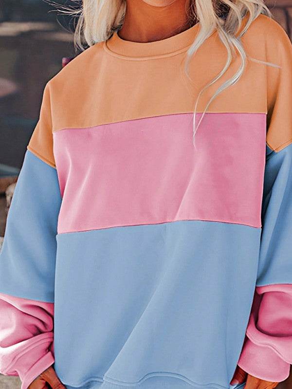 Cotton Colorblock Drop Shoulder Sweatshirt - Shop Style & More | Fresh Looks, Everyday Deals & Free Shipping