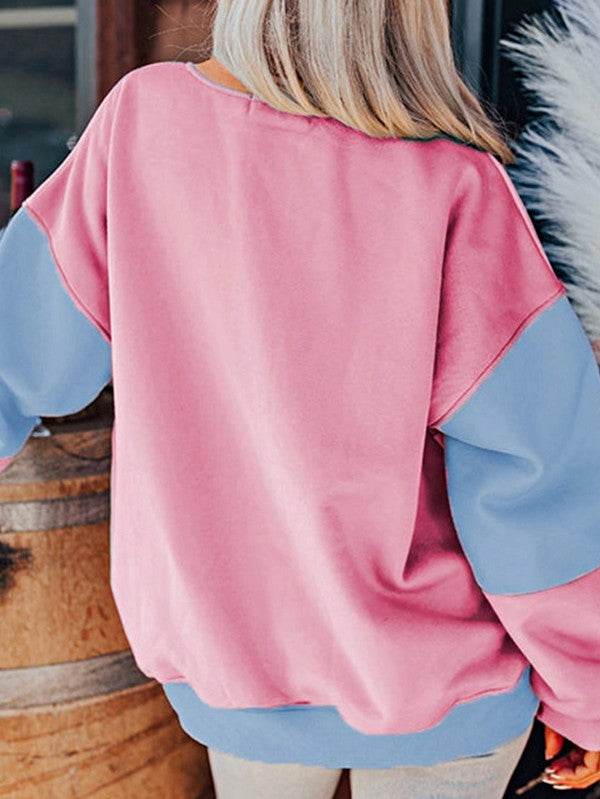 Cotton Colorblock Drop Shoulder Sweatshirt - Shop Style & More | Fresh Looks, Everyday Deals & Free Shipping