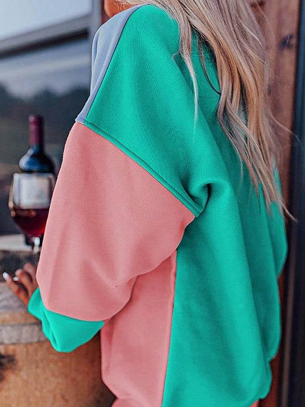 Cotton Colorblock Drop Shoulder Sweatshirt - Shop Style & More | Fresh Looks, Everyday Deals & Free Shipping