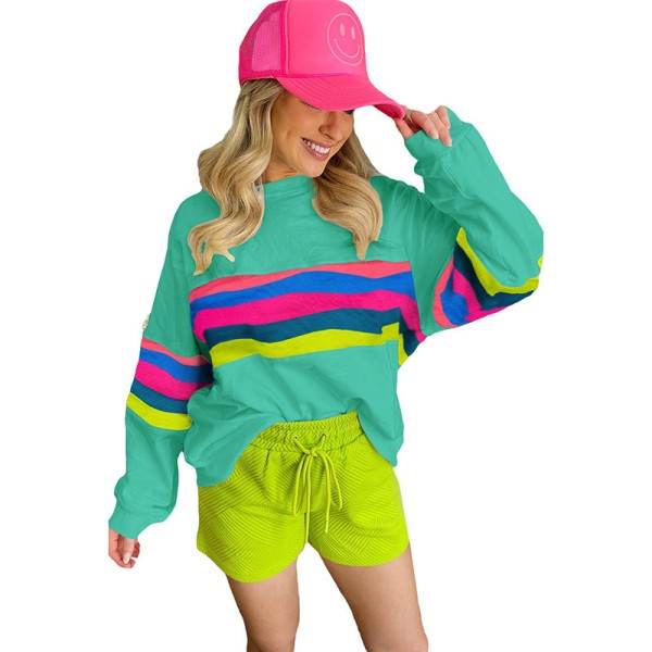 Colorful Striped Accent Long Sleeve Sweatshirts - Shop Style & More | Fresh Looks, Everyday Deals & Free Shipping