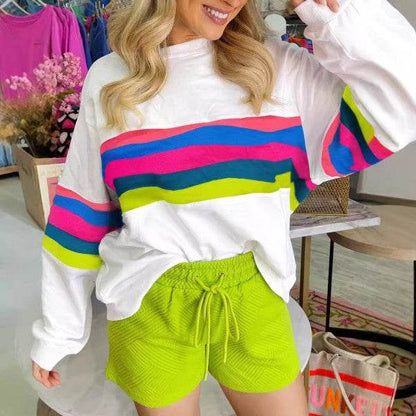 Colorful Striped Accent Long Sleeve Sweatshirts - Shop Style & More | Fresh Looks, Everyday Deals & Free Shipping