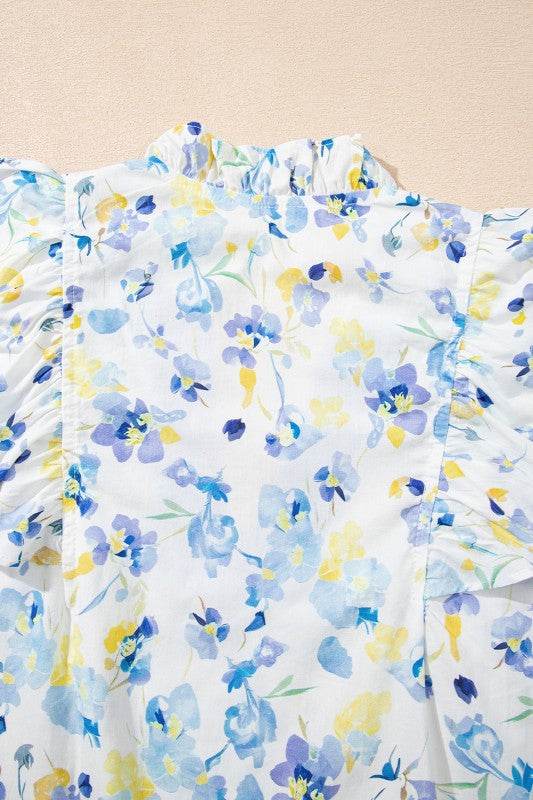 Cotton floral Frilled Notch Neck Ruffle Blouse - Shop Style & More | Fresh Looks, Everyday Deals & Free Shipping